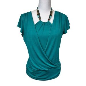 Vintage Y2K Byer California Beaded Neck Line Blouse With Tie Made In USA Size L